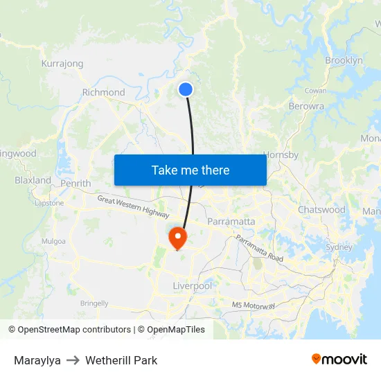 Maraylya to Wetherill Park map