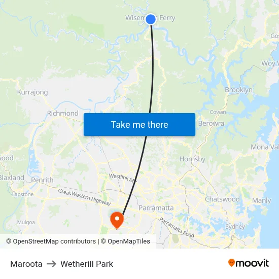 Maroota to Wetherill Park map