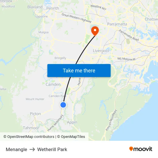 Menangle to Wetherill Park map