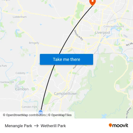 Menangle Park to Wetherill Park map