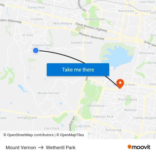 Mount Vernon to Wetherill Park map