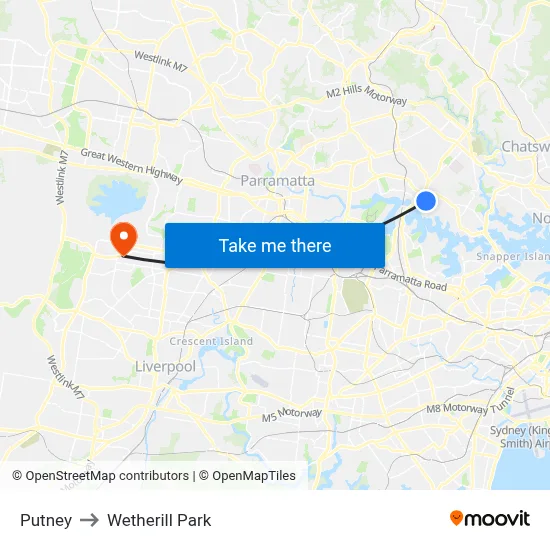 Putney to Wetherill Park map