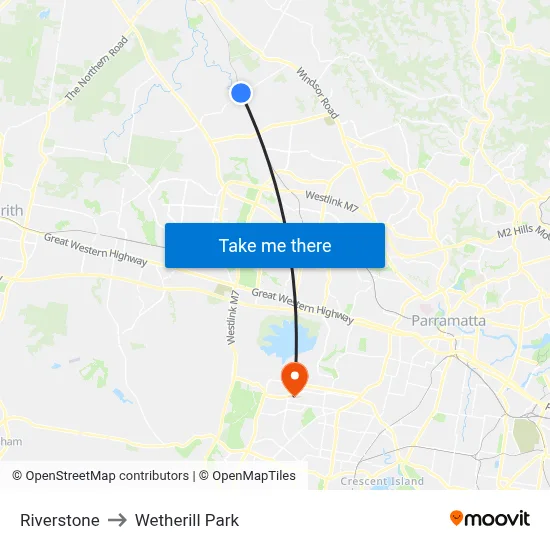 Riverstone to Wetherill Park map