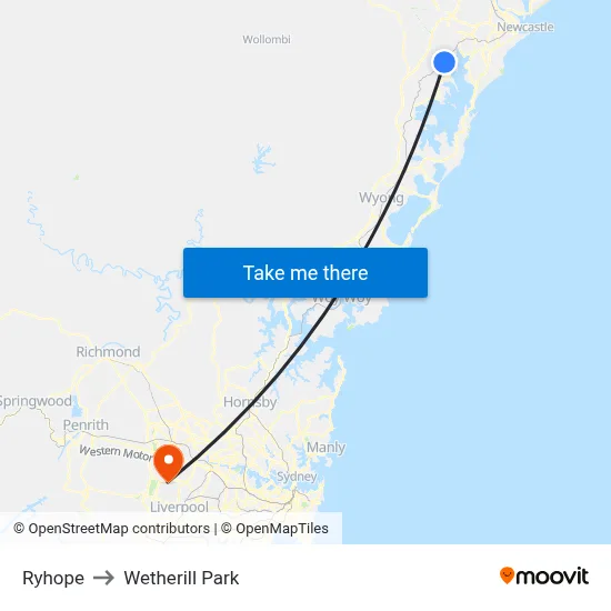 Ryhope to Wetherill Park map