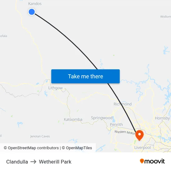 Clandulla to Wetherill Park map