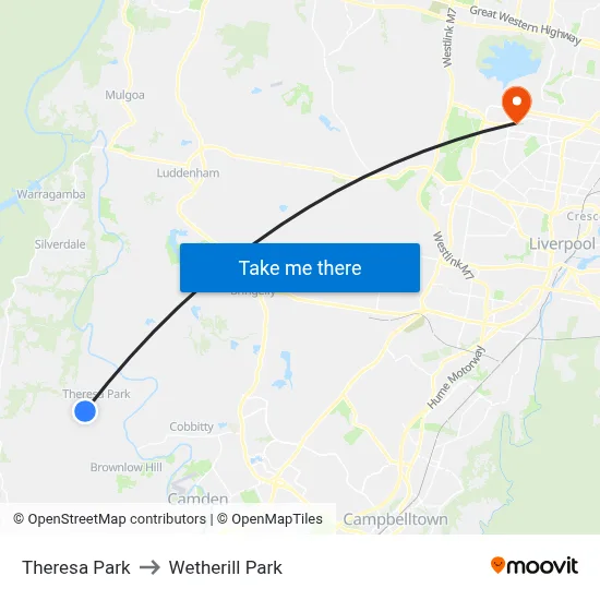 Theresa Park to Wetherill Park map