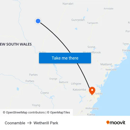 Coonamble to Wetherill Park map
