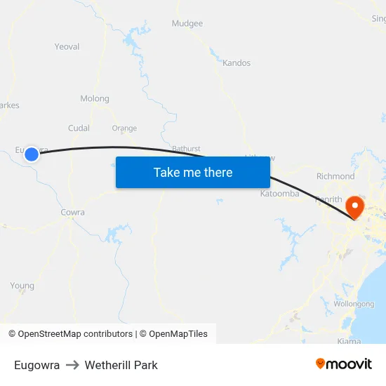 Eugowra to Wetherill Park map