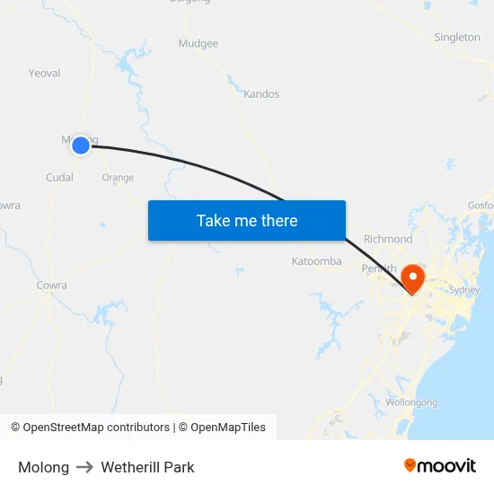 Molong to Wetherill Park map