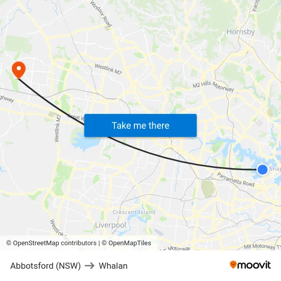 Abbotsford (NSW) to Whalan map