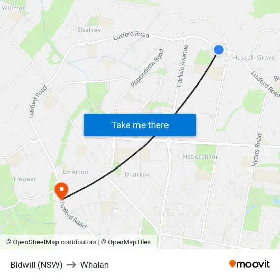 Bidwill (NSW) to Whalan map