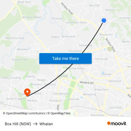 Box Hill (NSW) to Whalan map