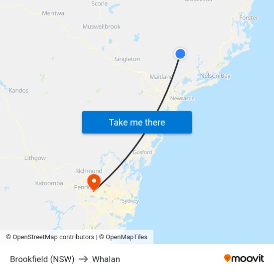 Brookfield (NSW) to Whalan map