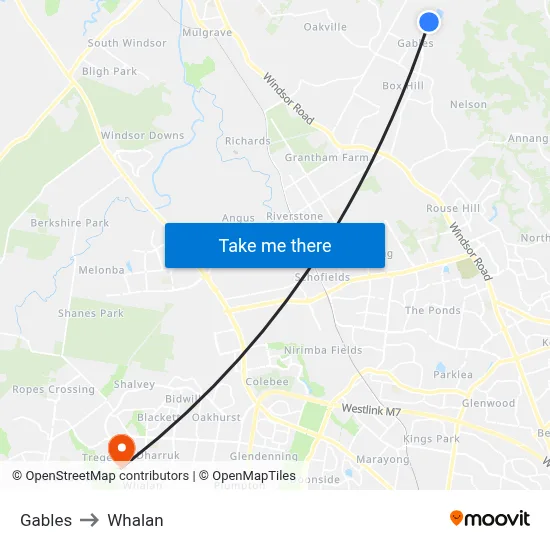 Gables to Whalan map