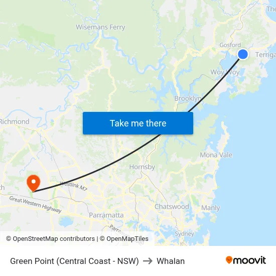 Green Point (Central Coast - NSW) to Whalan map