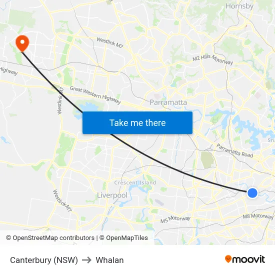 Canterbury (NSW) to Whalan map