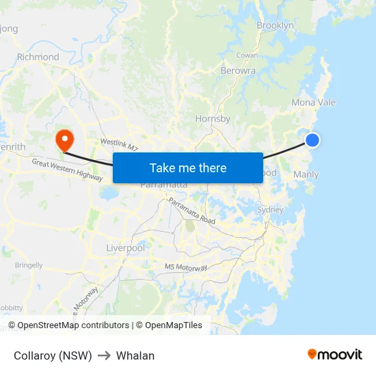 Collaroy (NSW) to Whalan map