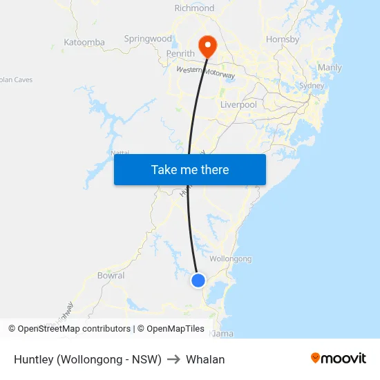 Huntley (Wollongong - NSW) to Whalan map