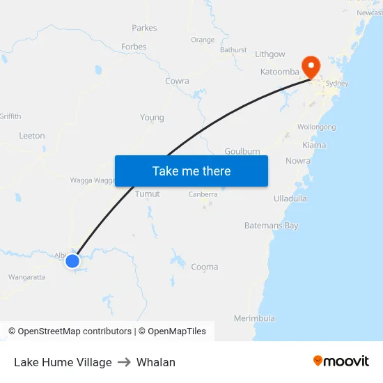 Lake Hume Village to Whalan map
