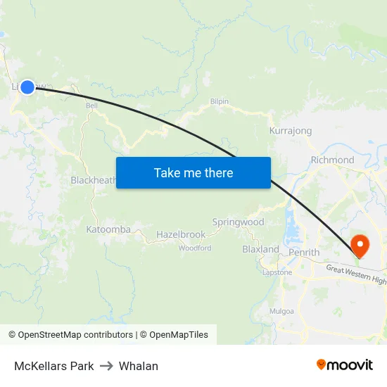 McKellars Park to Whalan map