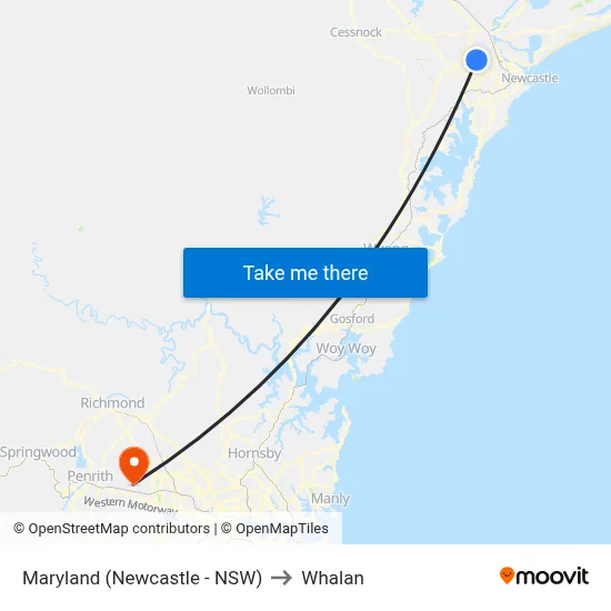 Maryland (Newcastle - NSW) to Whalan map