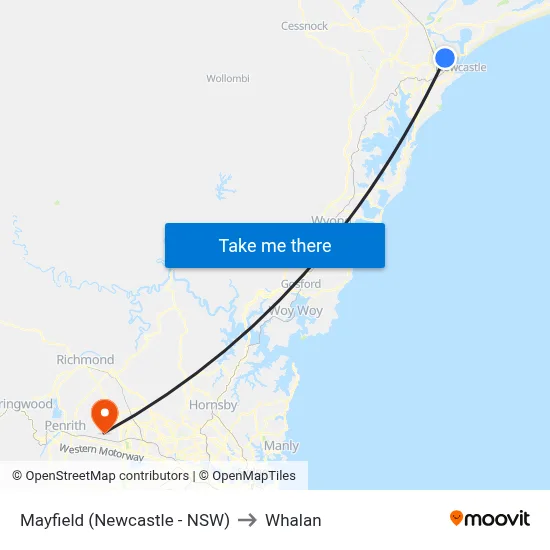 Mayfield (Newcastle - NSW) to Whalan map