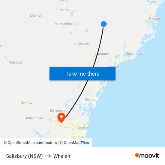 Salisbury (NSW) to Whalan map