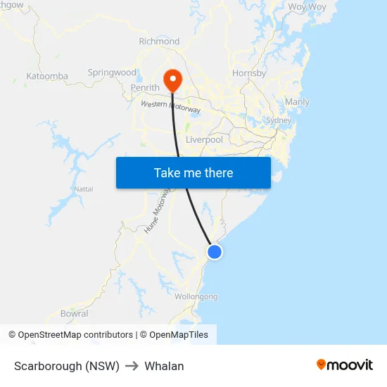 Scarborough (NSW) to Whalan map