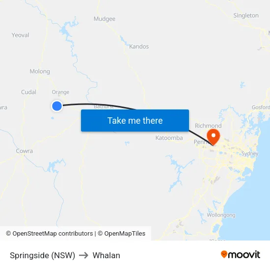 Springside (NSW) to Whalan map