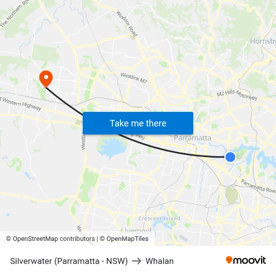 Silverwater (Parramatta - NSW) to Whalan map