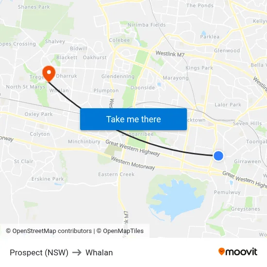 Prospect (NSW) to Whalan map