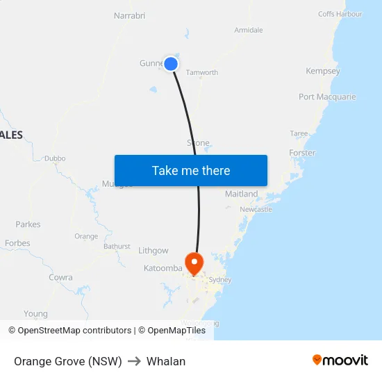 Orange Grove (NSW) to Whalan map