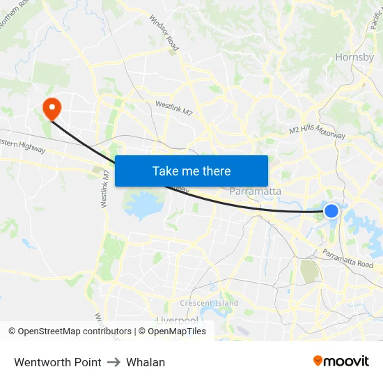 Wentworth Point to Whalan map
