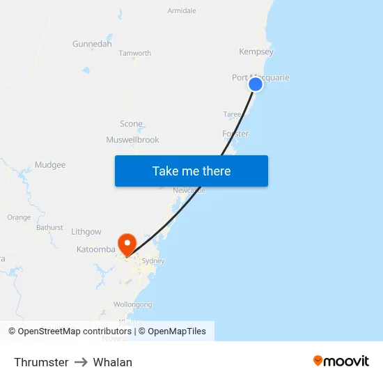 Thrumster to Whalan map