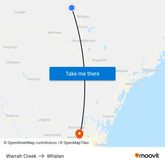 Warrah Creek to Whalan map