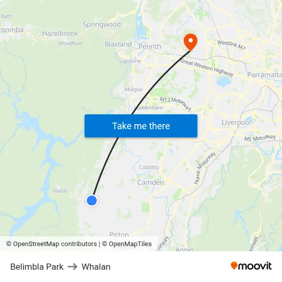 Belimbla Park to Whalan map