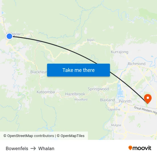 Bowenfels to Whalan map