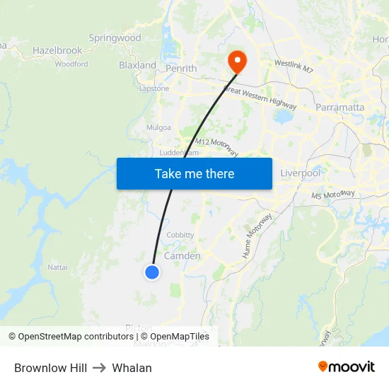 Brownlow Hill to Whalan map