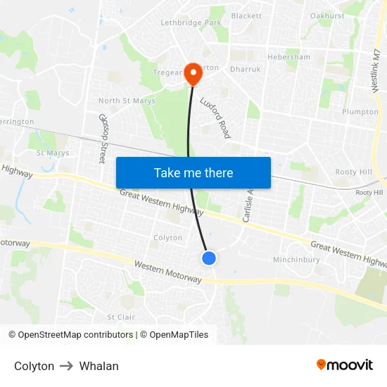 Colyton to Whalan map