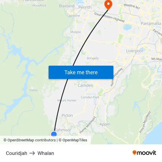 Couridjah to Whalan map
