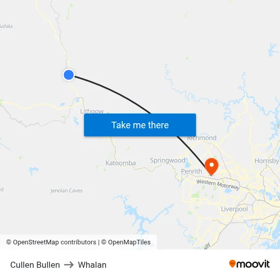 Cullen Bullen to Whalan map