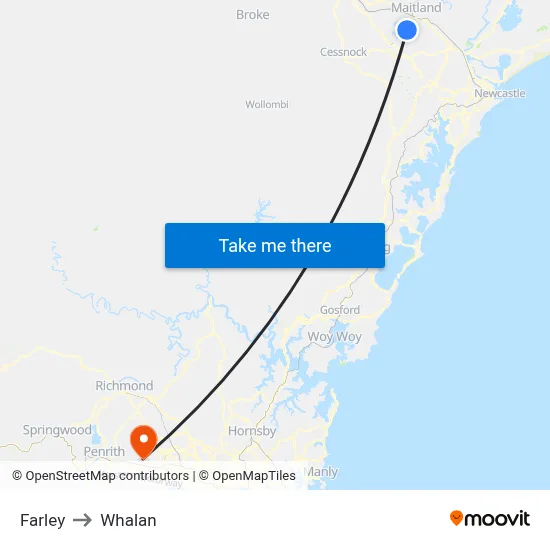 Farley to Whalan map
