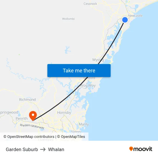 Garden Suburb to Whalan map