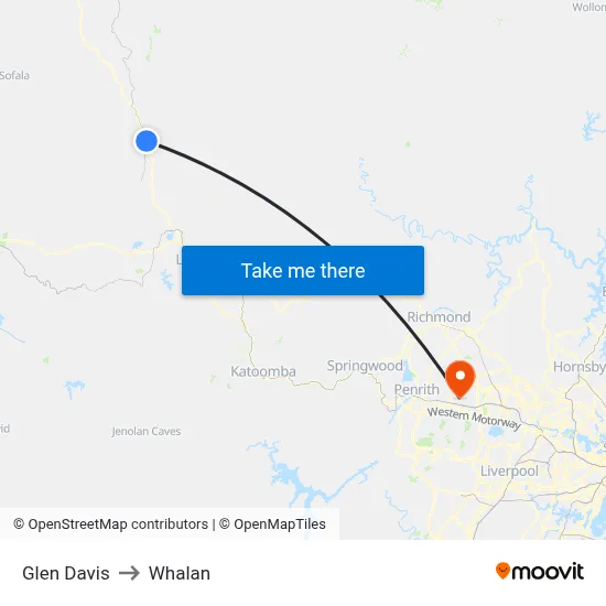 Glen Davis to Whalan map