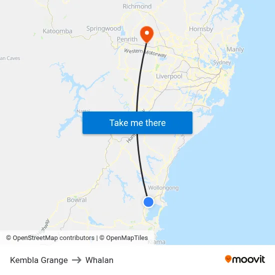 Kembla Grange to Whalan map