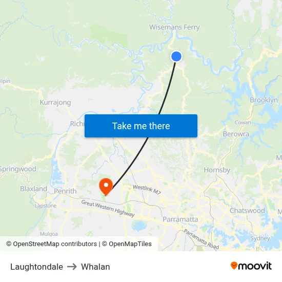 Laughtondale to Whalan map