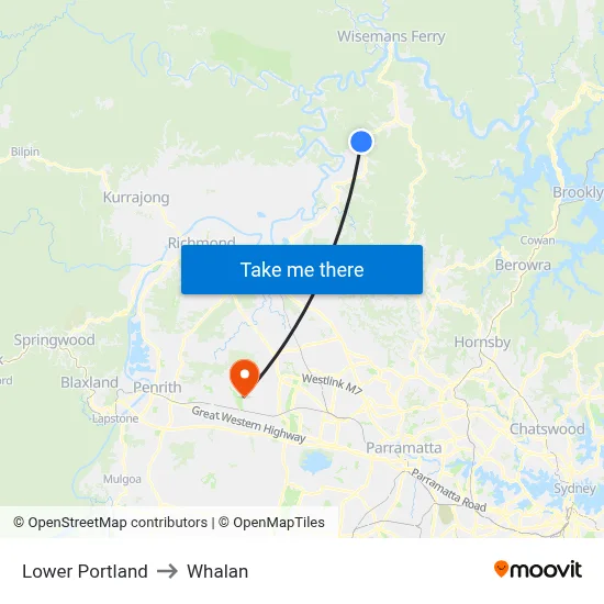 Lower Portland to Whalan map