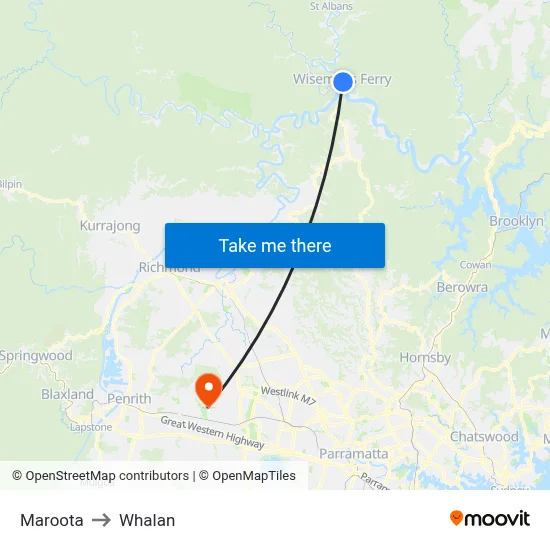 Maroota to Whalan map
