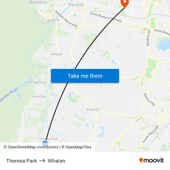 Theresa Park to Whalan map
