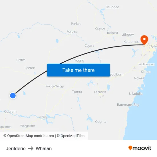 Jerilderie to Whalan map